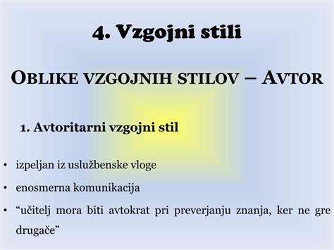 Diagram primerjave vzgojnih stilov