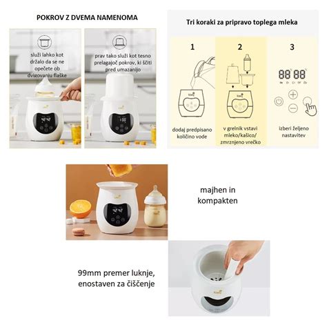 Diagram, ki prikazuje pravilno uporabo grelnika za stekleničke.