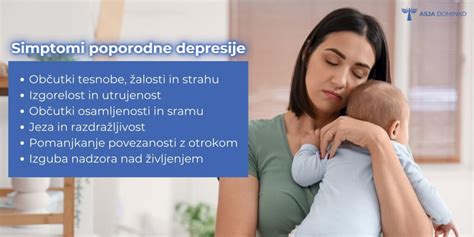 Infografika z vizualizacijo najpogostejših simptomov poporodne depresije