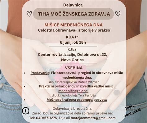 Diagram ženskega medeničnega dna s poudarkom na mehurju, sečnici in mišicah medeničnega dna.