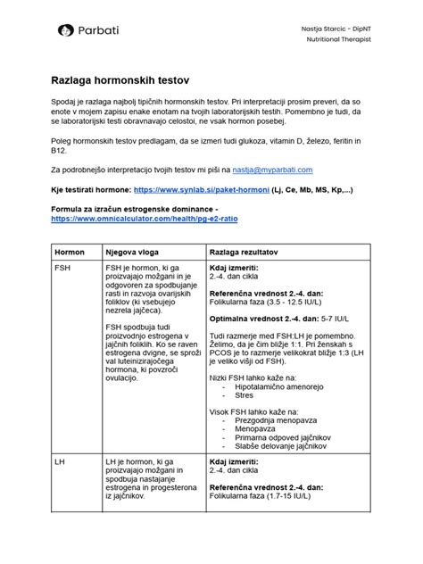 Diagram hormonskih testov v nosečnosti