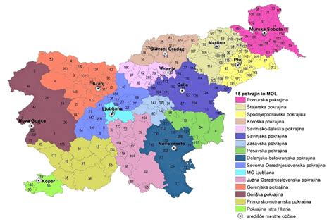 Zemljevid občin Gorenjske vključenih v program DORA