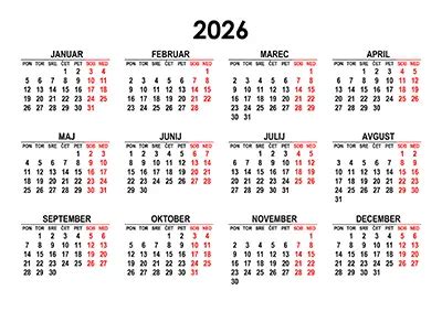 Koledar z označenimi datumi predavanj