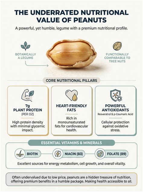 Infographic showing nutritional content of peanuts