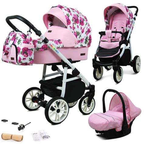 otroški voziček BabyLux Color Lux ALU 3v1 v črno-beli barvni kombinaciji