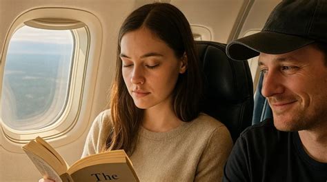 Nosečnica, ki sedi v letalu in bere knjigo