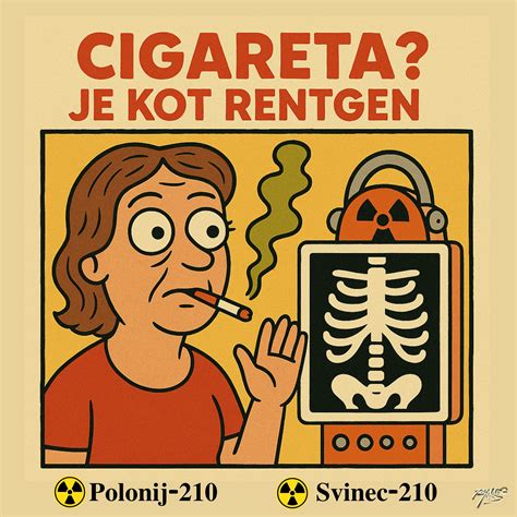 Ilustracija osebe, ki izteguje roko k cigareti, a se nato obrne stran.