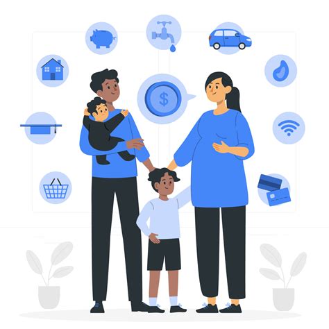 Ilustracija družine z otroki, ki prejemajo otroški dodatek