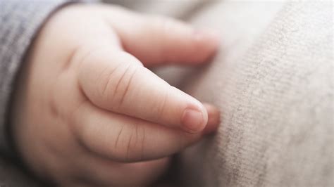 Novorojenček drži prst odraslega s svojo dlanjo