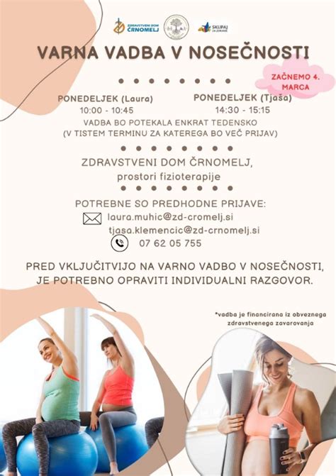 Diagram prikazuje prednosti vadbe v nosečnosti