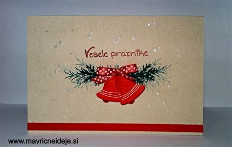 primer izdelane voščilnice z uporabo štampiljk in šablon