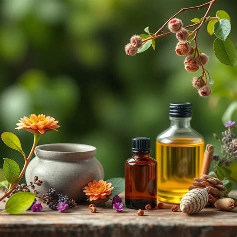 Niz slik, ki prikazujejo naravne sestavine, kot so rastlinski izvlečki, olja in vitamini