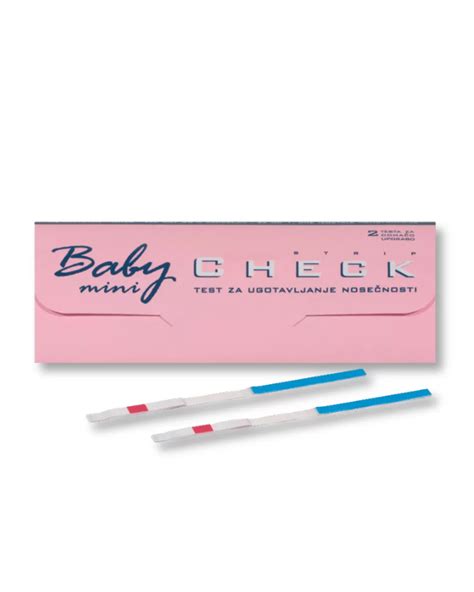 Diagram, ki prikazuje pravilno uporabo testnega traku Baby Check Mini v urinu.