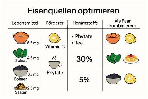 Infografika živil bogatih z železom in vitaminom C