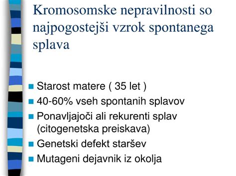 Prikaz različnih faz spontanega splava