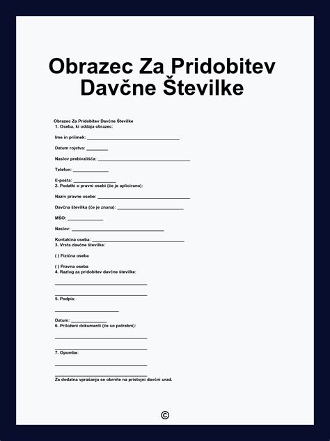 Obrazec DR-02 za pridobitev davčne številke