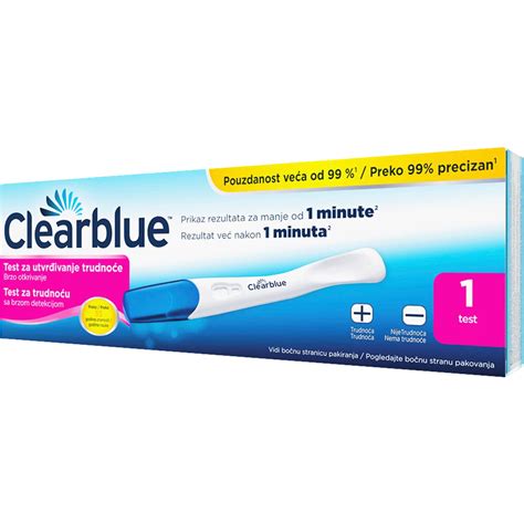 Ilustracija testa Clearblue z različnimi rezultati.