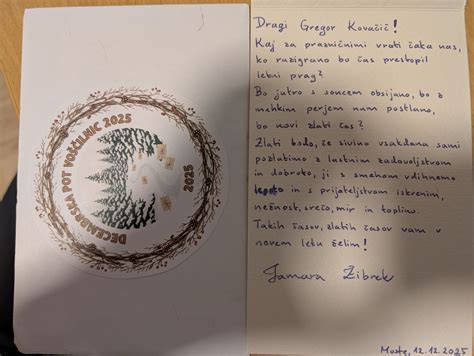 ilustracija ročno napisane voščilnice