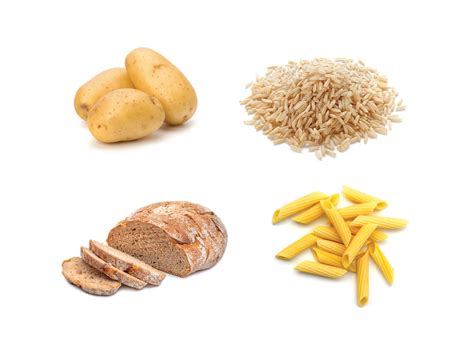 različna škrobna živila, kot so krompir, kruh, testenine, riž, kvinoja, fižol, leča