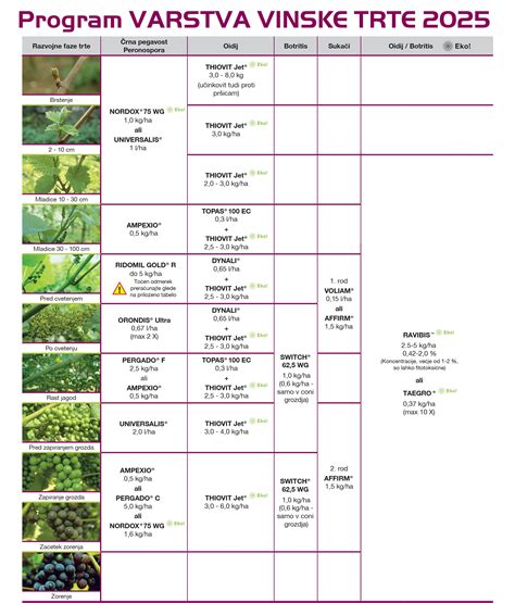 Diagram cikla hranil vinske trte