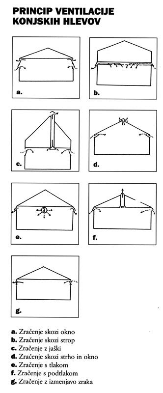 Diagram prezračevanja v hlevu