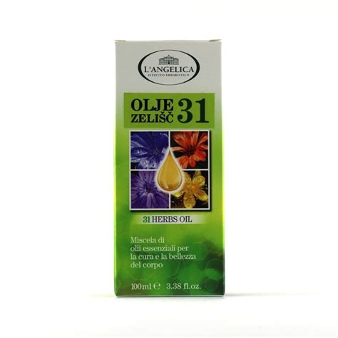 Steklenička naravnega olja za telo z zelišči.