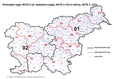 Zemljevid Slovenije s prikazom naravnega prirasta po statističnih regijah
