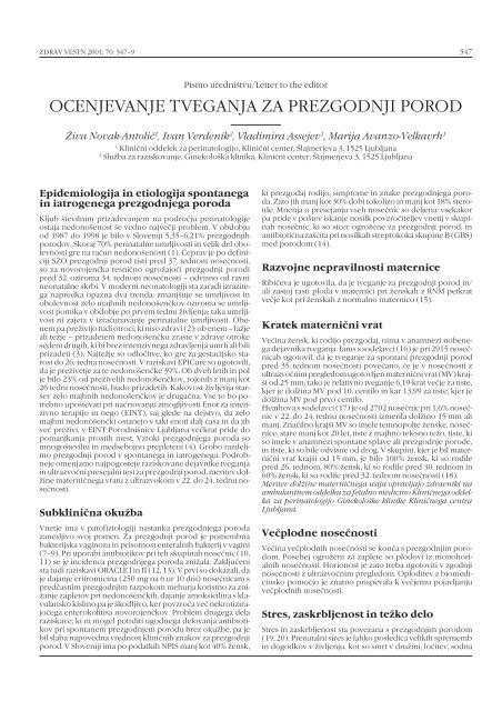 Diagram dejavnikov tveganja za prezgodnji porod