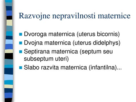 Diagram materničnih nepravilnosti (dvoroga, pregrajena, obokana maternica)