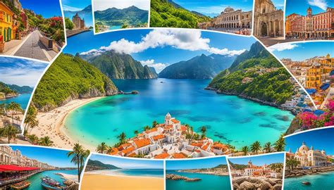 Simbolična slika potovanja, ki prikazuje različne destinacije