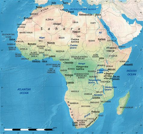 Zemljevid Afrike z označenimi državami, iz katerih se pogosto izvajajo posvojitve