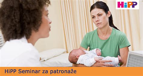 Ilustracija patronažne medicinske sestre, ki pomaga novi mamici z dojenčkom