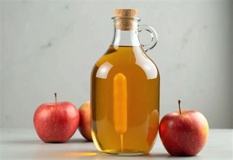 Steklenica jabolčnega kisa in jabolka