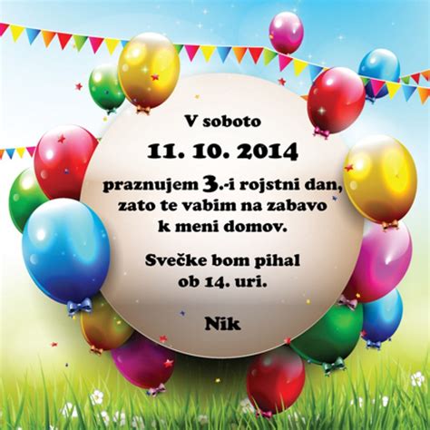 Otroško rojstnodnevno vabilo