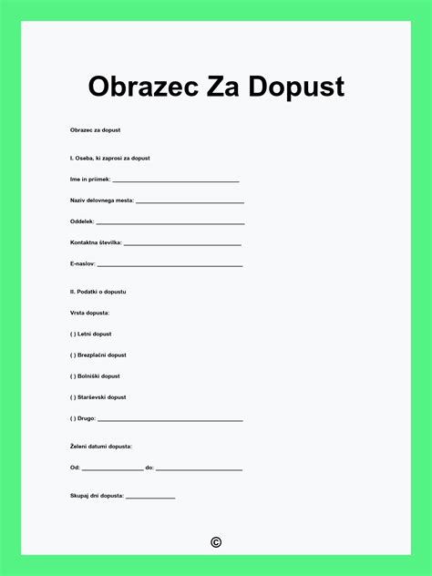 Obrazec za vlogo za očetovski dopust