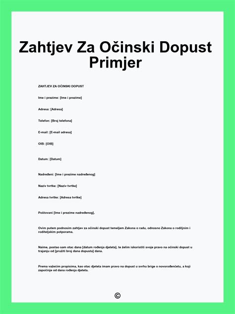 Dokumenti za materinski dopust