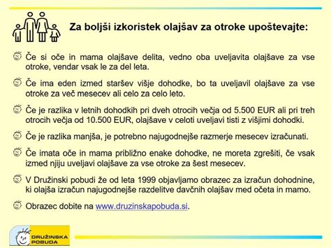 Diagram primerjave načinov uveljavljanja davčnih olajšav za otroke