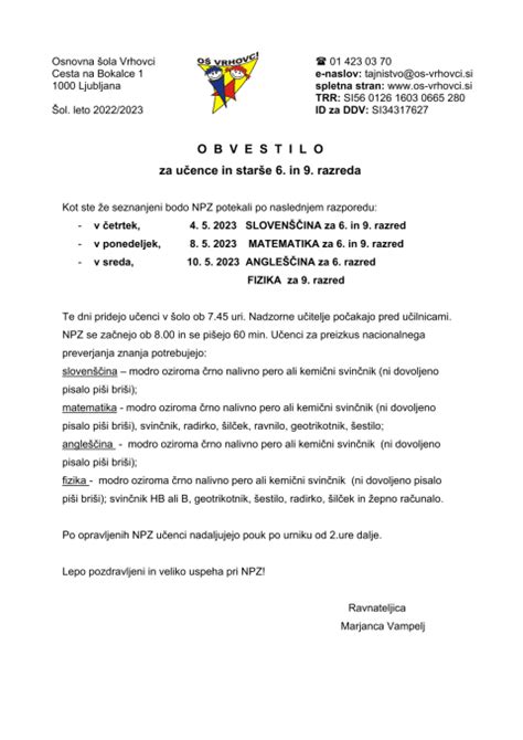 obvestilo o otroškem dodatku