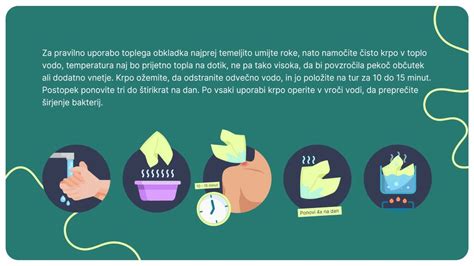 Ilustracija, ki prikazuje pravilno uporabo toplega obkladka na otroškem očesu