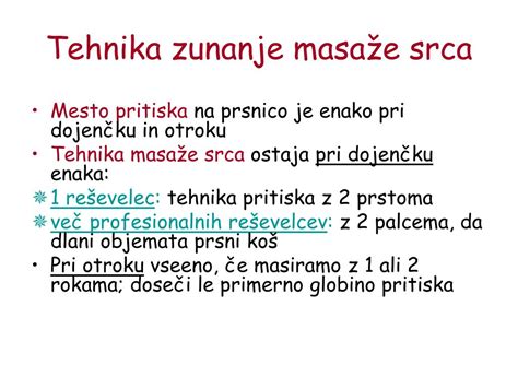 Ilustracija pravilne tehnike zunanje masaže srca pri dojenčku z dvema prstoma