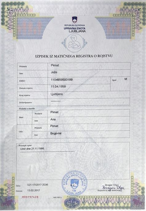 Obrazec za rojstni list