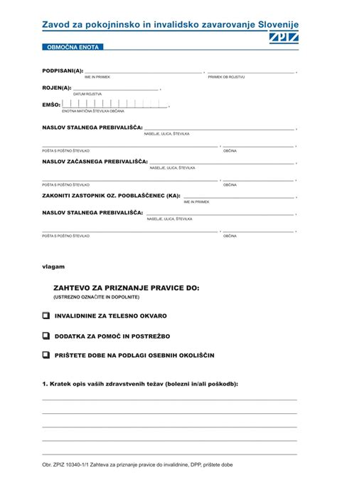 Obrazec za vlogo za občinsko pomoč