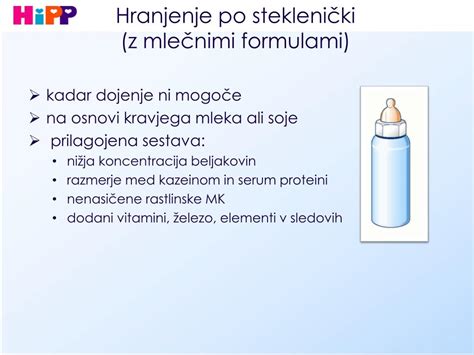 Infografika, ki prikazuje razvojne faze dojenčka in priporočene mlečne formule