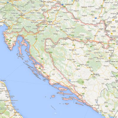 Zemljevid Hrvaške z označenimi bolnišnicami, kjer je dostopnost do splava omejena zaradi ugovora vesti