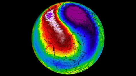 Animacija polarnega vrtinca, ki se razcepi
