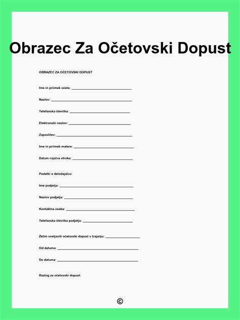 Diagram o pravicah do očetovskega dopusta