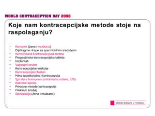 Različne metode kontracepcije