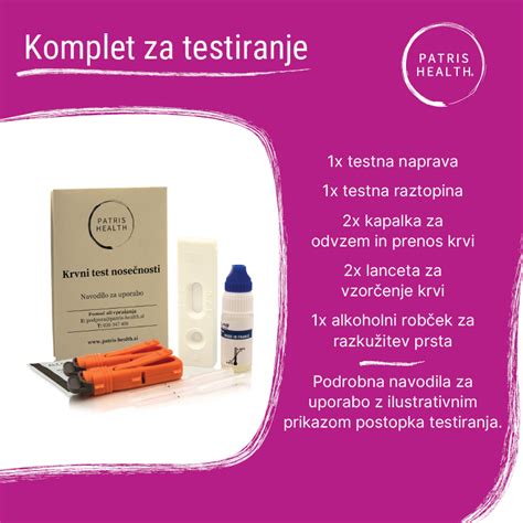 Komplet za testiranje nosečnosti z vsebino