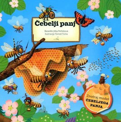 Ilustracija čebeljega panja s satjem in čebelami
