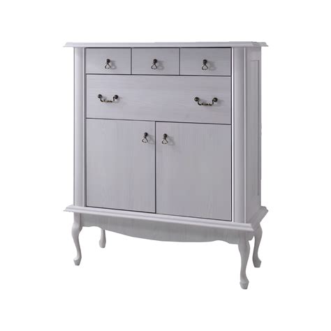 Komoda v beli in bukovi barvi